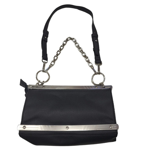 Maniere De Voir Vintage Black Leather Shoulder Bag Uk Women's Size  10" x 6"