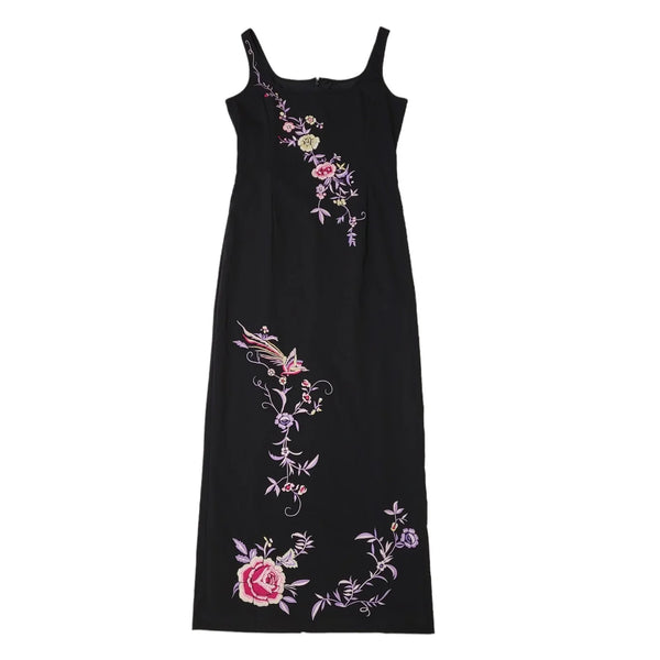 Linea Vintage 90s Black Pink Floral Dress Uk Women's Size 10