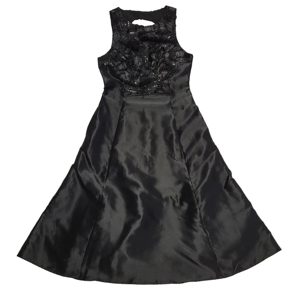 Coast Black Satin Sequined A-Line Party Formal Dress Women's UK M 10 H834