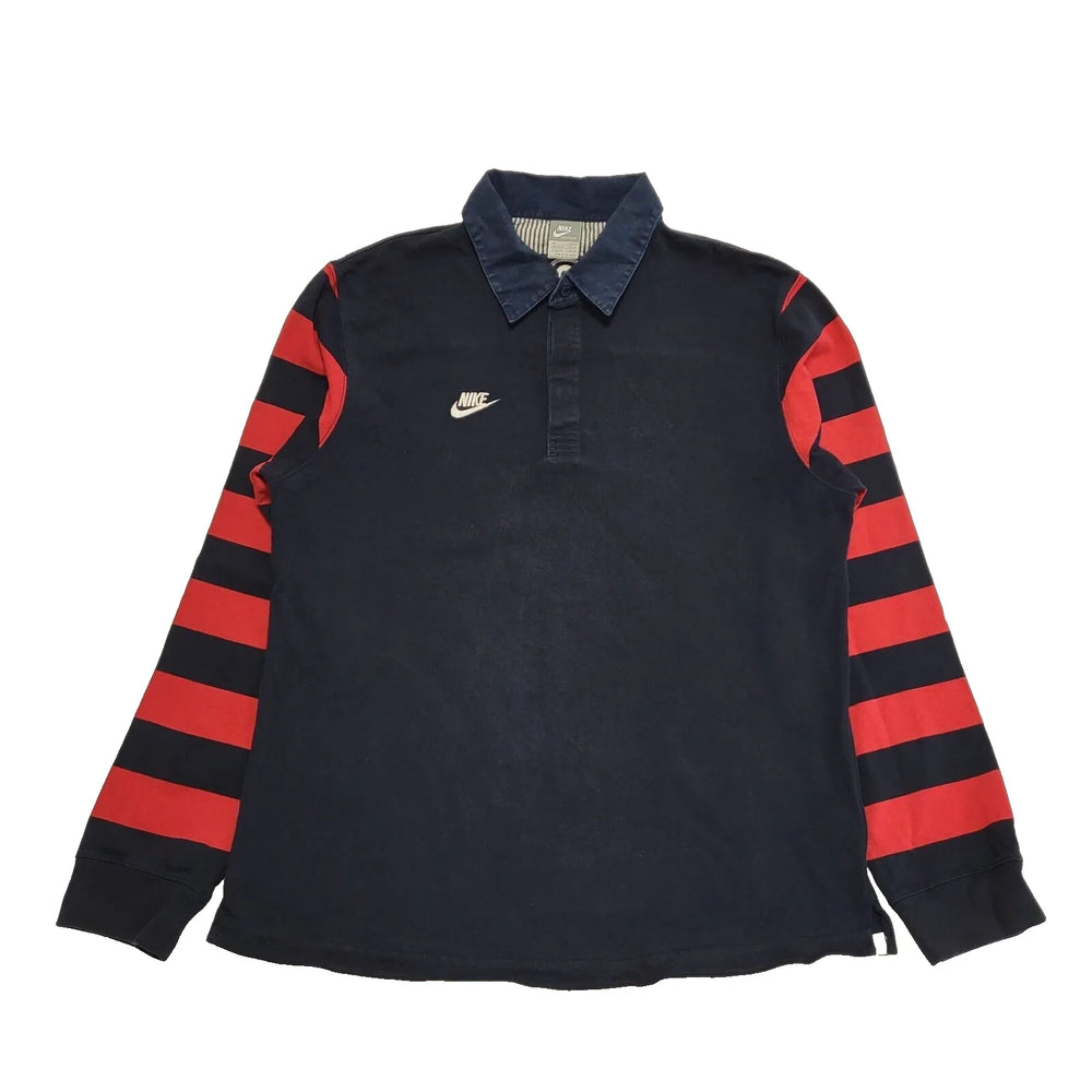 Nike Navy Red Activewear 1/4 Button Sports Top UK Men's XL K193