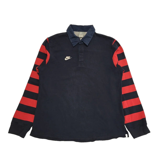 Nike Navy Red Activewear 1/4 Button Sports Top UK Men's XL K193