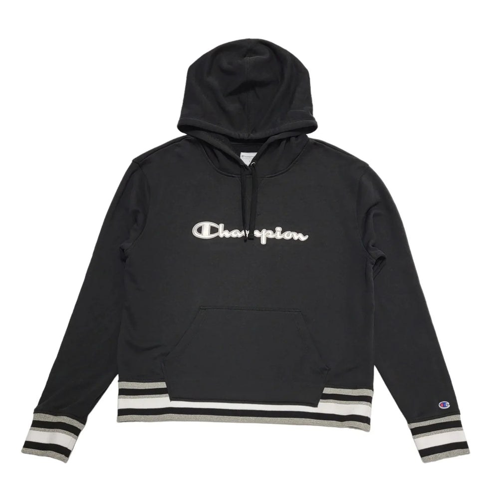 Champion Hoodie Pullover Drawstring Black Womens UK Size L BB553