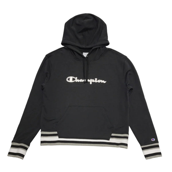 Champion Hoodie Pullover Drawstring Black Womens UK Size L BB553
