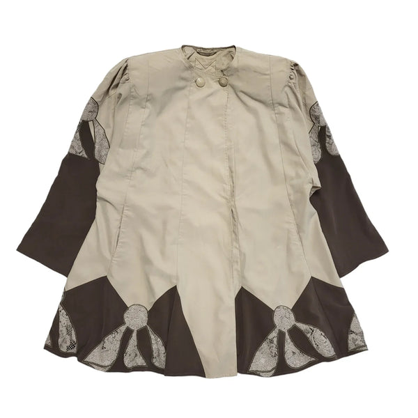 Vitti Brown Beige Button Snap Jacket Uk Women's Size 22