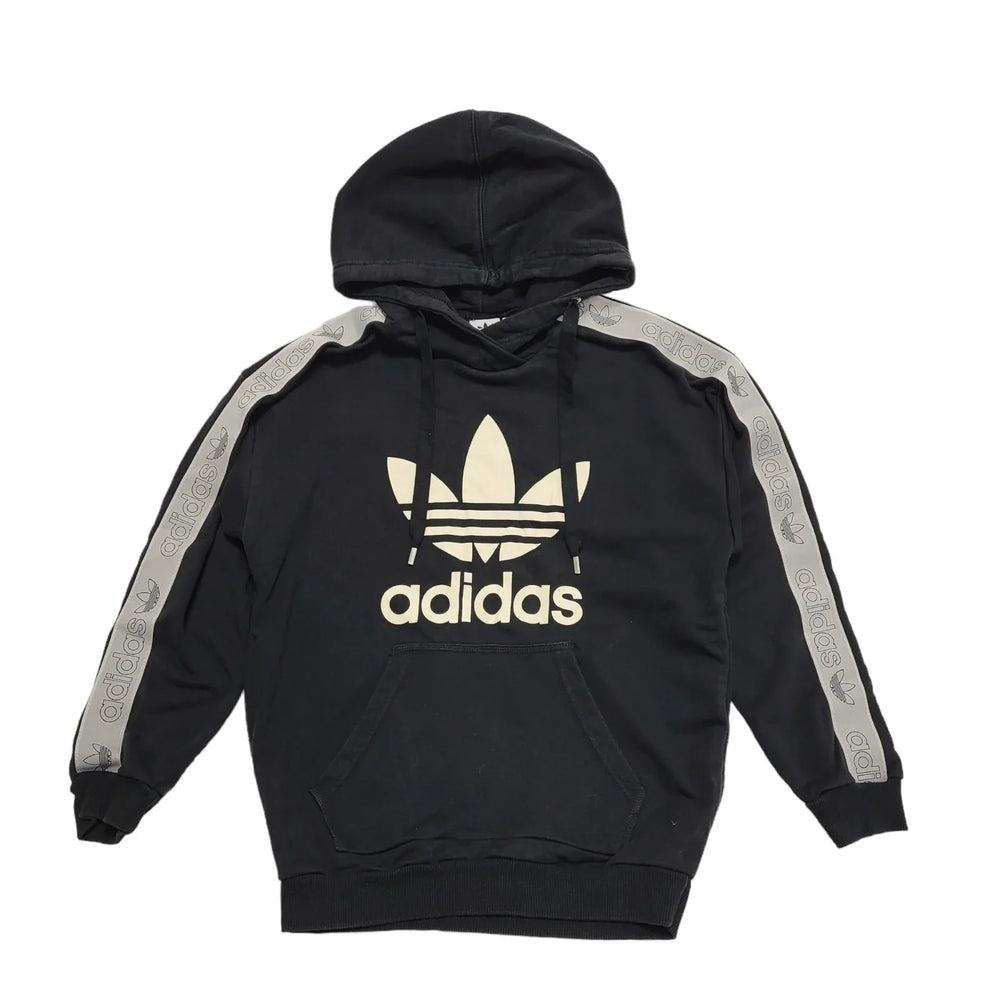 Adidas Black White Drawstring L/Sleeve Sweatshirt Hoodie Women's uk S 8 H506