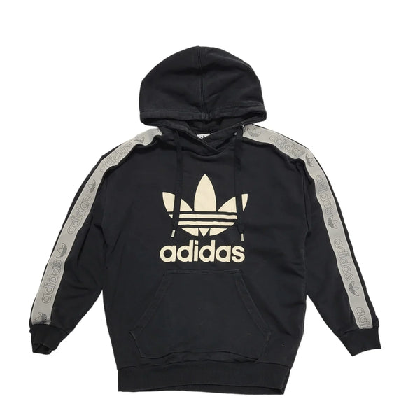 Adidas Black White Drawstring L/Sleeve Sweatshirt Hoodie Women's uk S 8 H506