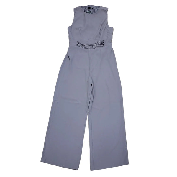 Topshop Grey Wide Leg Trousers Jumpsuit Women's Uk XL 18 Bnwt K924