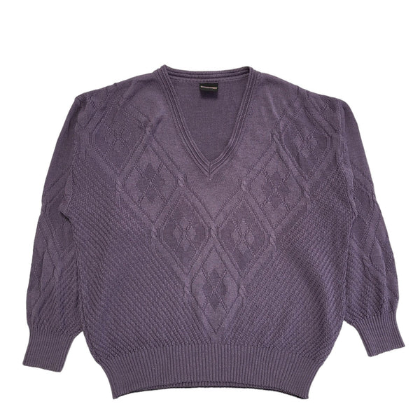 Westbury 80s Vintage Purple V-Neck Jumper Uk Men's Size Large