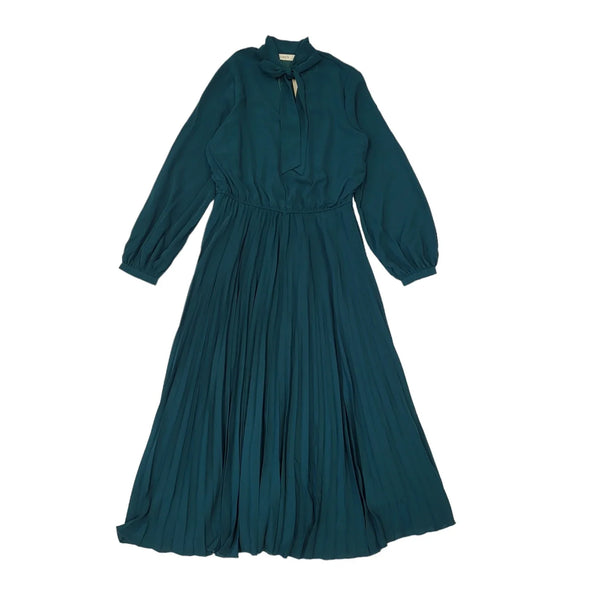 Oasis Green Pussybow Pleated Midi Dress Uk Women's Size 14 Bnwt EE133