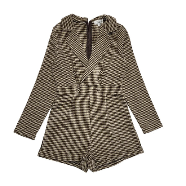 In The Style Vintage 90s Brown Check Zipped Coat Women's Size 12
