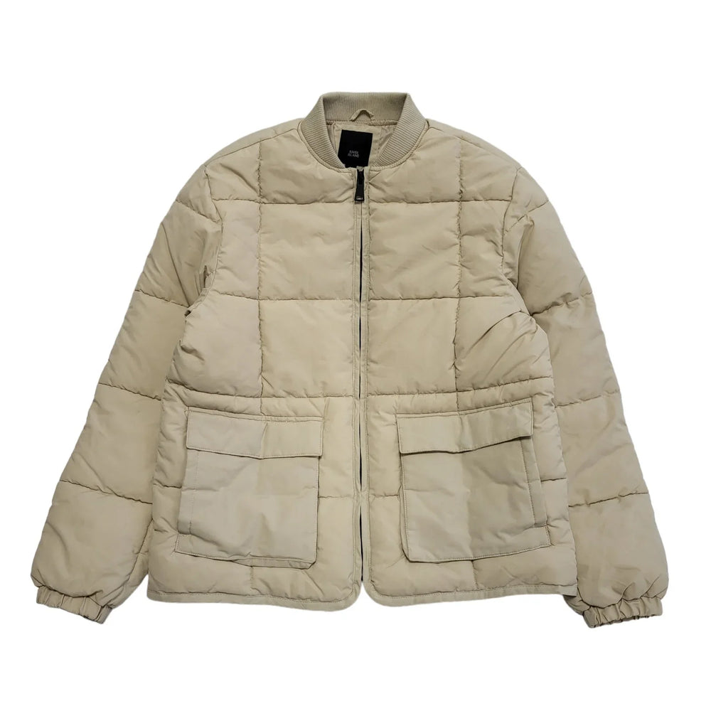 River Island BNWT Beige Quilted Full Zip Jacket Womens UK Size S CC871