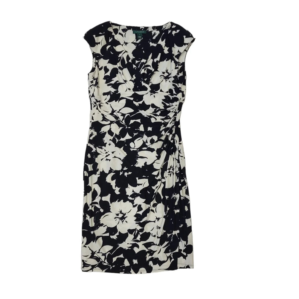 Ralph Lauren Blue & White Floral Sleeveless Dress Uk Women's Size 12 EE70