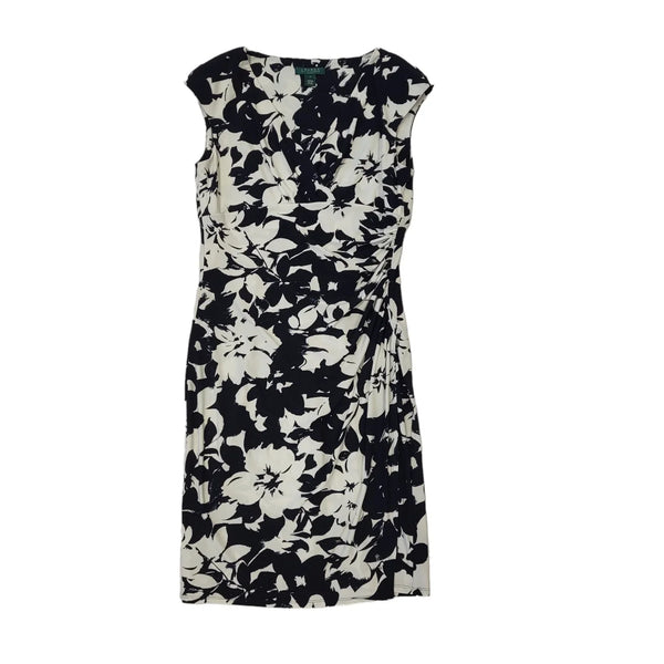 Ralph Lauren Blue & White Floral Sleeveless Dress Uk Women's Size 12 EE70