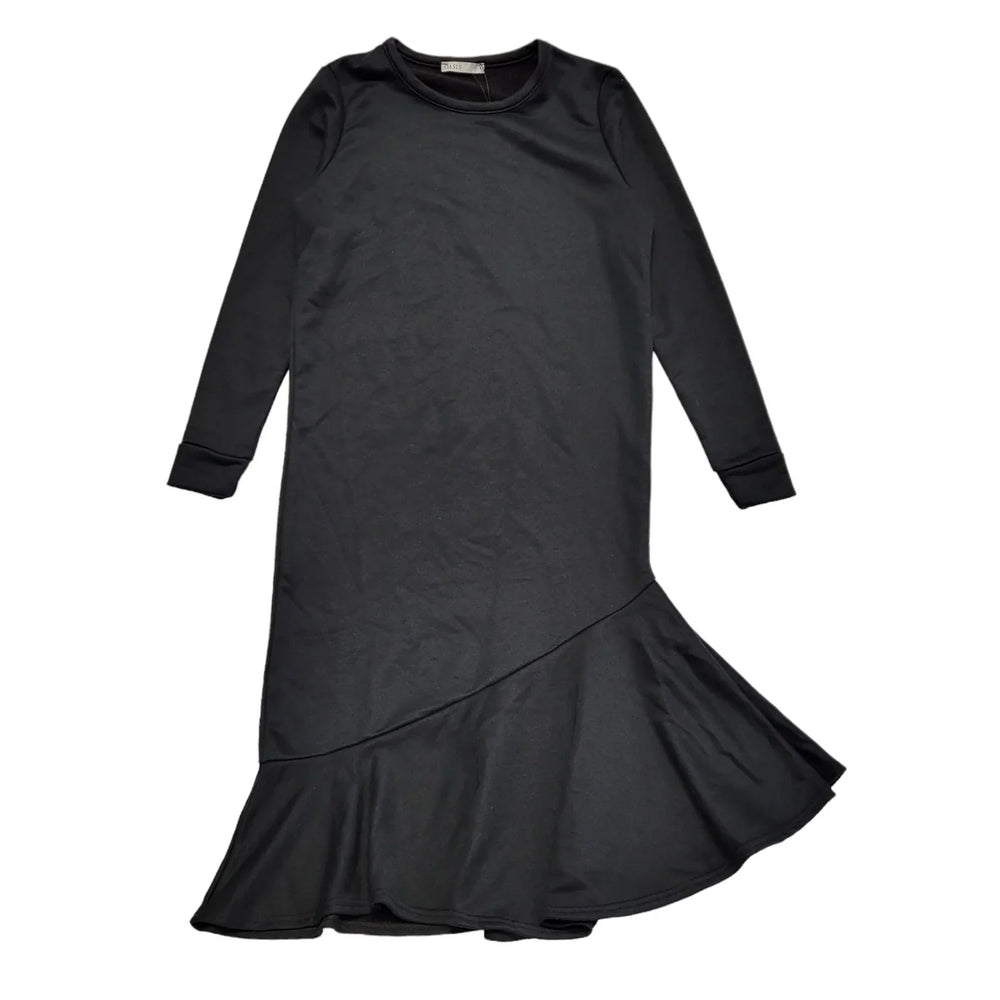 Oasis Black Long Sleeve  Frill Midi Sweat Dress Women's UK S Bnwt CC612
