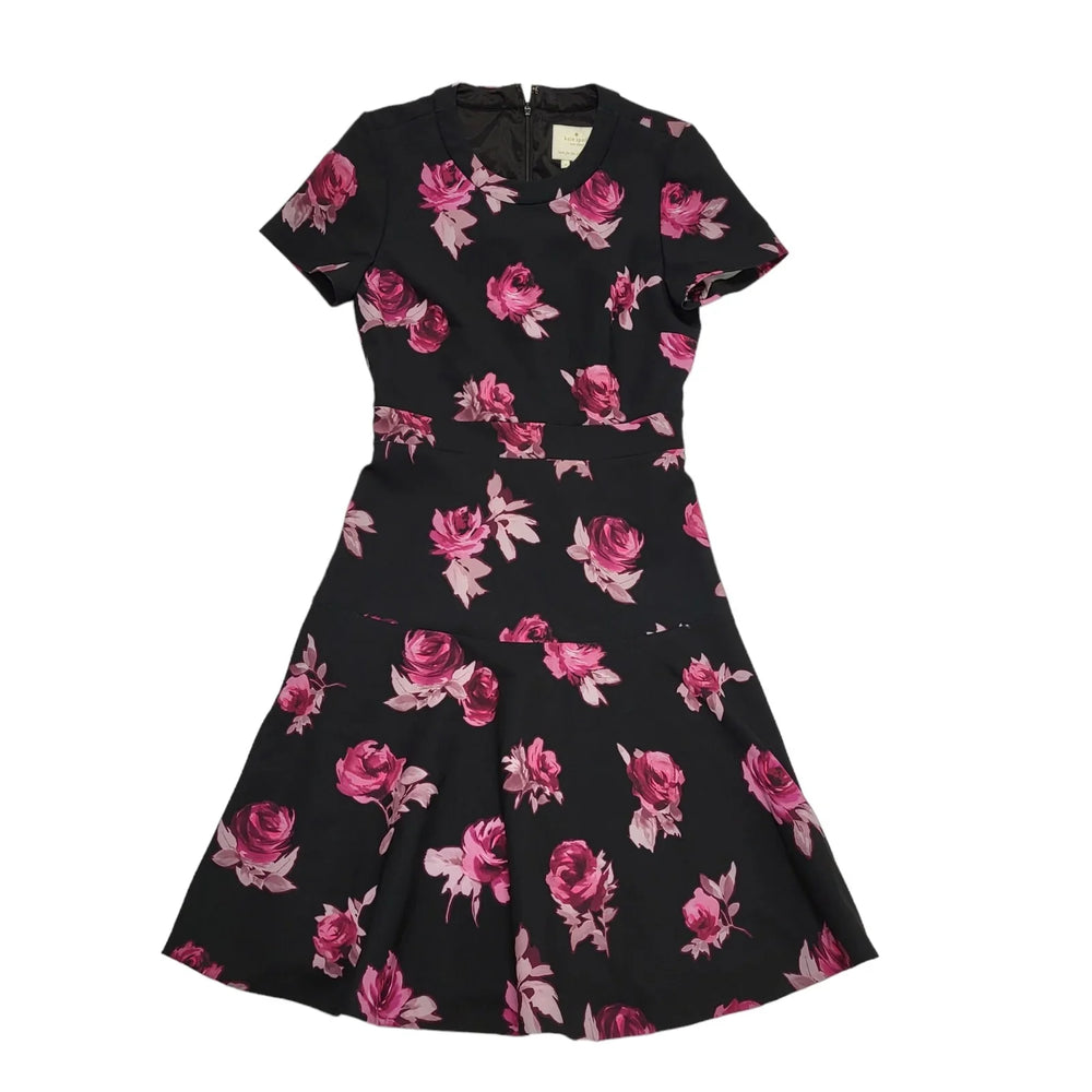 Kate Spade Black Pink Floral Bodycon Evening Dress Women's UK Small  BB731