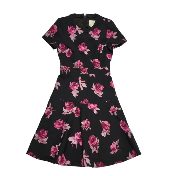 Kate Spade Black Pink Floral Bodycon Evening Dress Women's UK Small  BB731