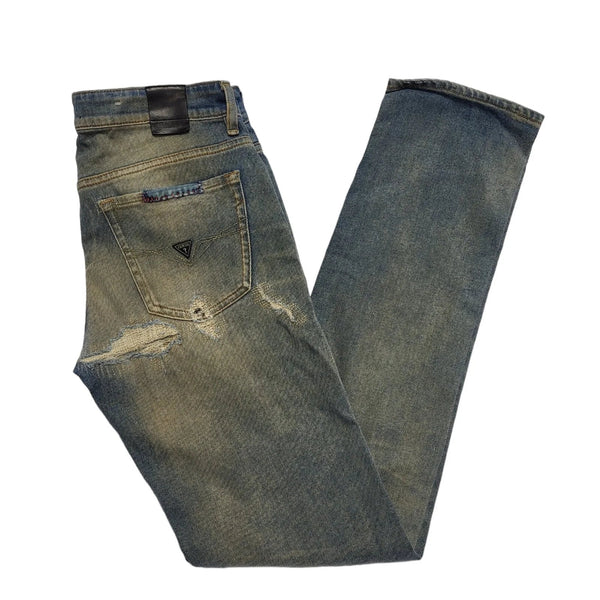 Guess Faded Blue Distressed Angels Skinny Slim Denim Jeans Women's  W29 L33 H555