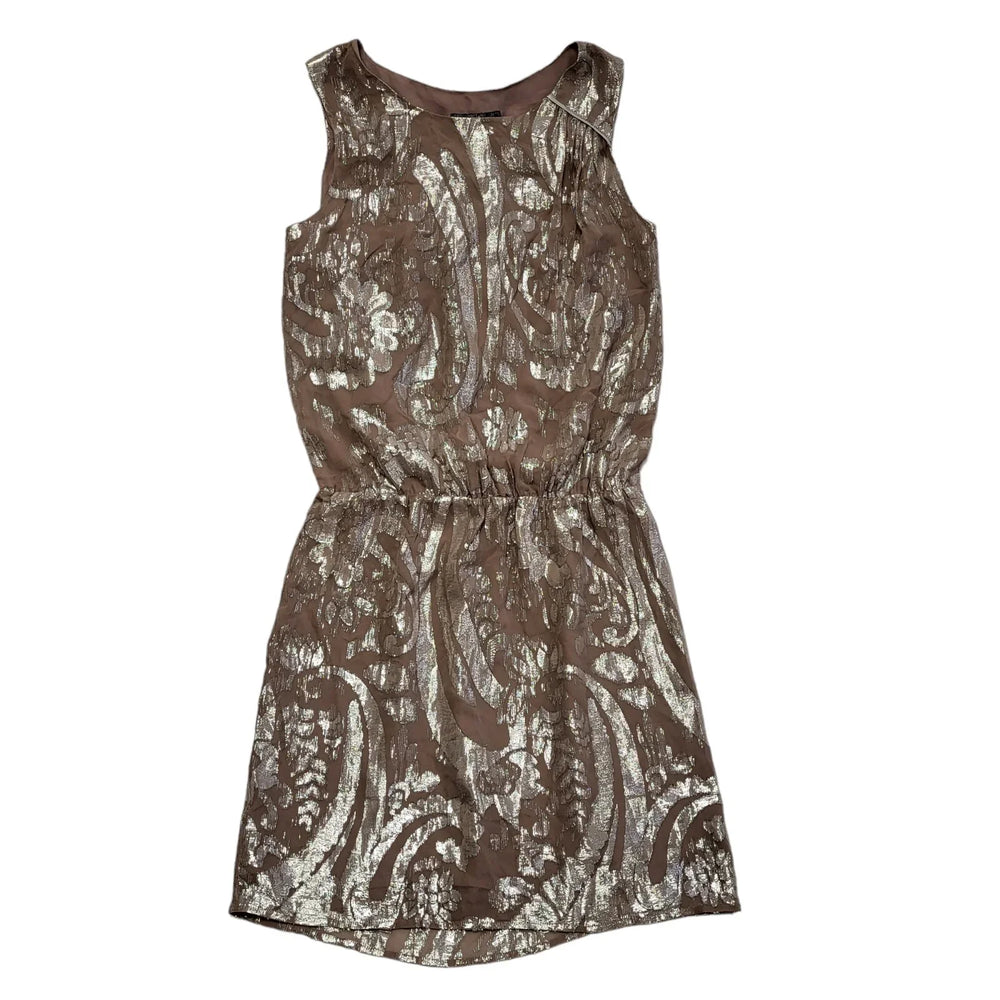 Next Purple & Silver Floral Sleeveless Dress Uk Women's Size 10 Bnwt DD98