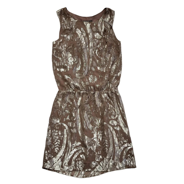 Next Purple & Silver Floral Sleeveless Dress Uk Women's Size 10 Bnwt DD98