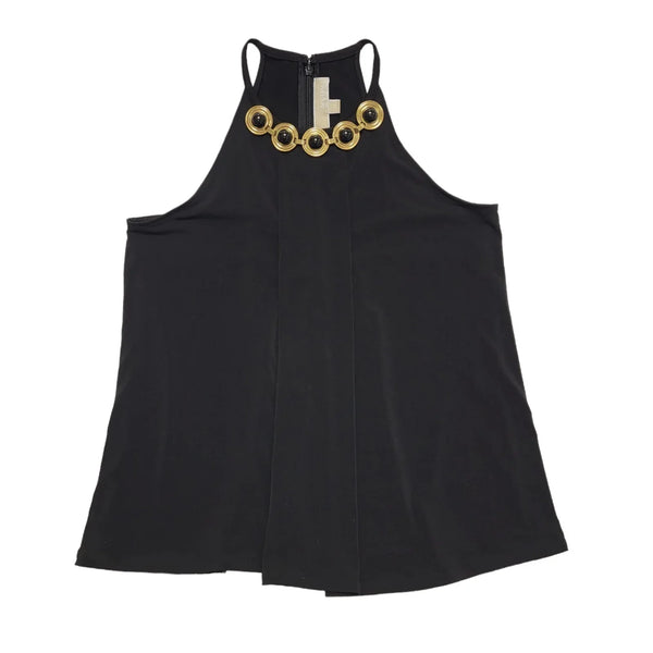 Michael Kors Black Embellished Halterneck Top Womens UK Size XS DD663