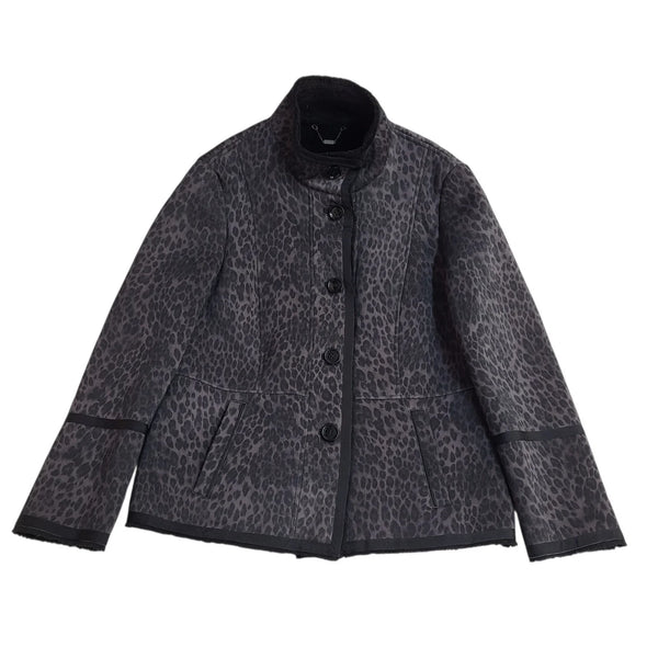 Gerry Webber Jacket Black Grey Button Fleece Lined Uk Women's Size 16 L871