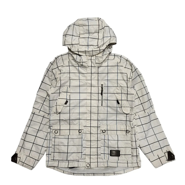 Sims White Black Check Zipped Hooded Jacket uk Men's S K943