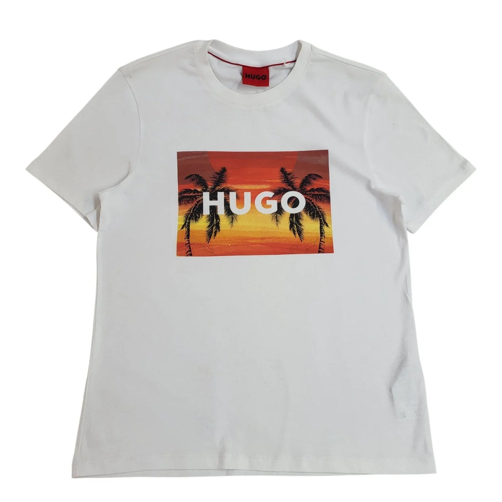Hugo Boss White Y2k Cotton Palm Trees Double Stitch T-Shirt Uk Men's Size XS