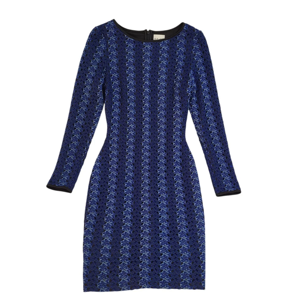 Reiss Avril Dress Long Sleeve Blue Crochet Bodycon Uk Women's Size 6 L918