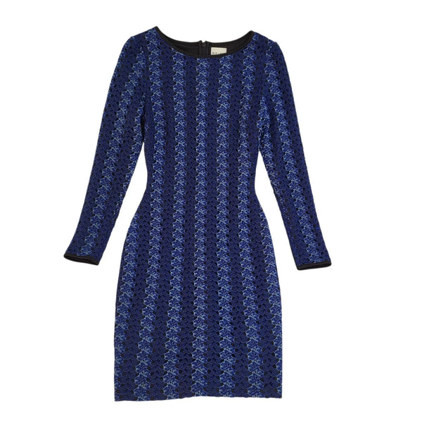 Reiss Avril Dress Long Sleeve Blue Crochet Bodycon Uk Women's Size 6 L918