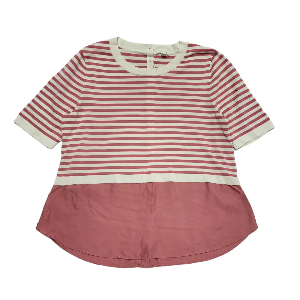 Cos Pink & White Stripe Short Sleeve 2 In 1 Top Women's UK M CC318