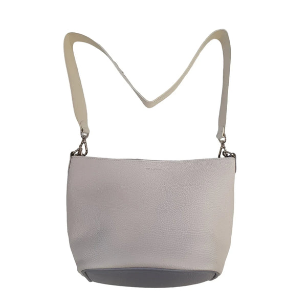 Find Kapoor White Grey Pindo Leather Cross Body Shoulder Bag 11" X 9"