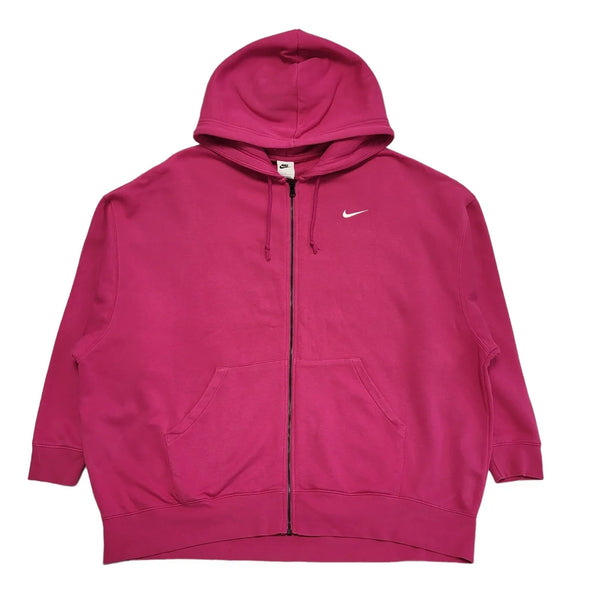 Nike Pink Sports Hoodie Full Zip Oversized Womens UK Size L DD600