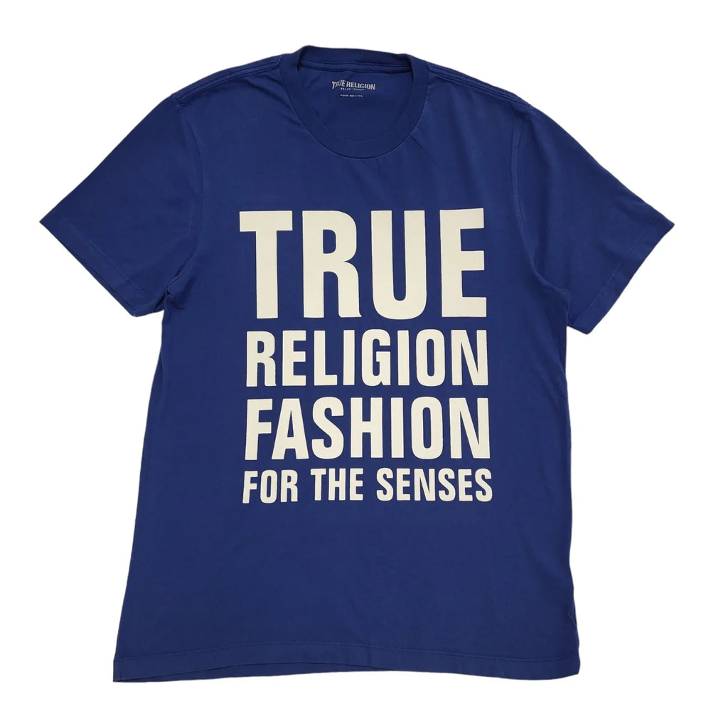 True Religion Blue & White Round Neck T-Shirt Mens UK Size M DD149