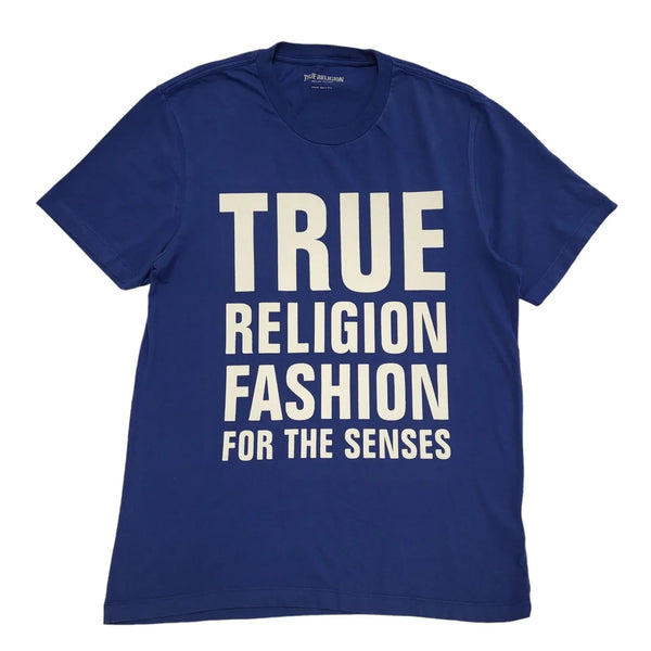 True Religion Blue & White Round Neck T-Shirt Mens UK Size M DD149