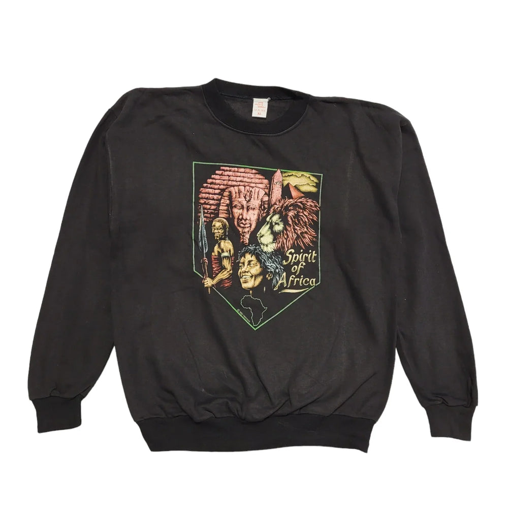 Spirt Of Africa 80s Vintage Black Round Neck Sweatshirt Uk Women's Size XL