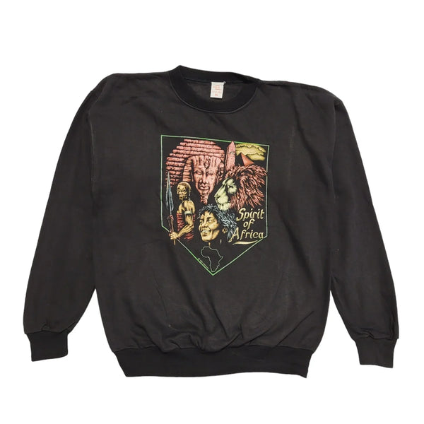 Spirt Of Africa 80s Vintage Black Round Neck Sweatshirt Uk Women's Size XL