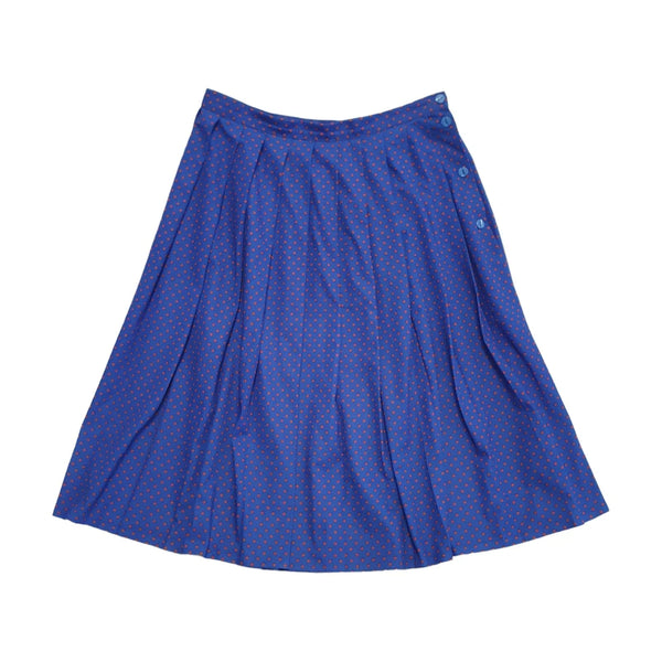 Vintage 90's Blue & Red Floral Pleated Midi Skirt Womens UK 12 W30