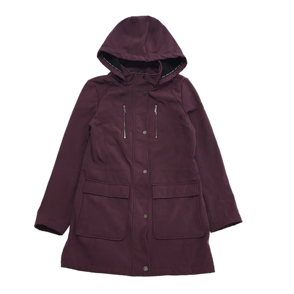 DKNY Purple Zip & Snap Hooded Coat Uk Women's Size Medium DD358