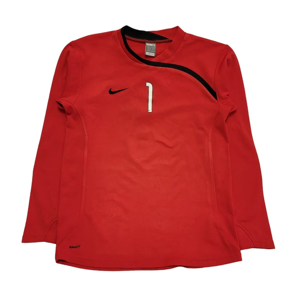 Nike Vintage Y2k Red Goalkeeper No 1 Football Shirt Uk Men's Size M