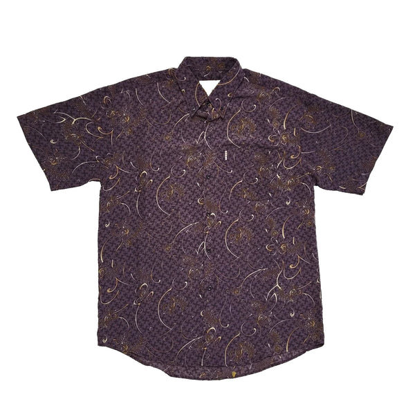 Boat Vintage 90's Purple Abstract Short Sleeve Shirt Men's UK XL