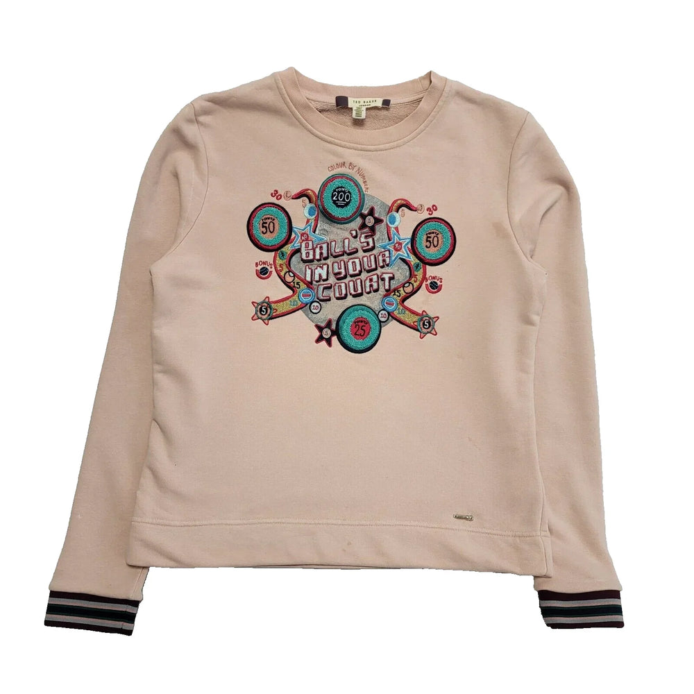 Ted Baker Pink Cropped Long Sleeve Sports Sweatshirt UK Women's Size 12-14 L491