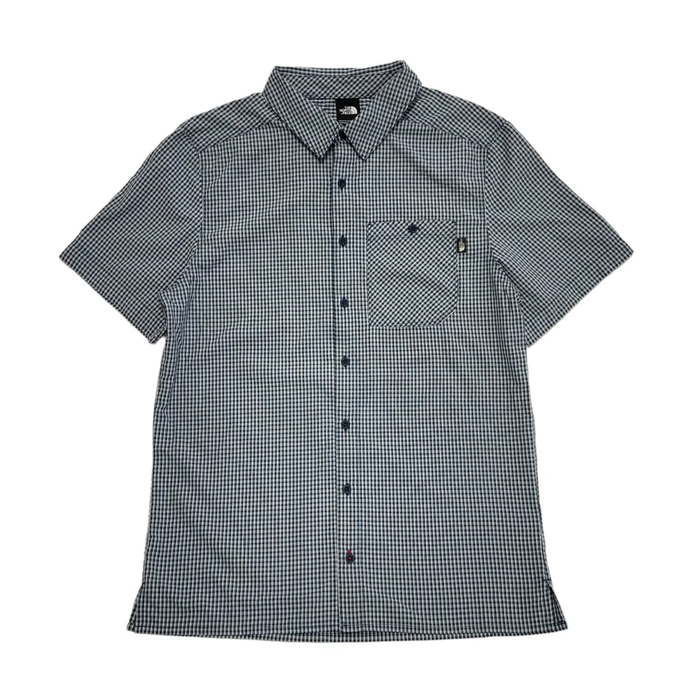 The North Face Blue White Check S/Sleeve Collared Shirt Men's UK M eu 50 H379
