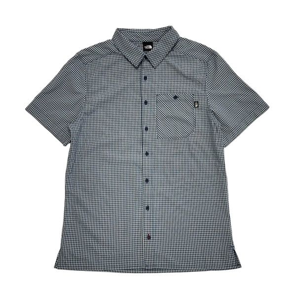 The North Face Blue White Check S/Sleeve Collared Shirt Men's UK M eu 50 H379