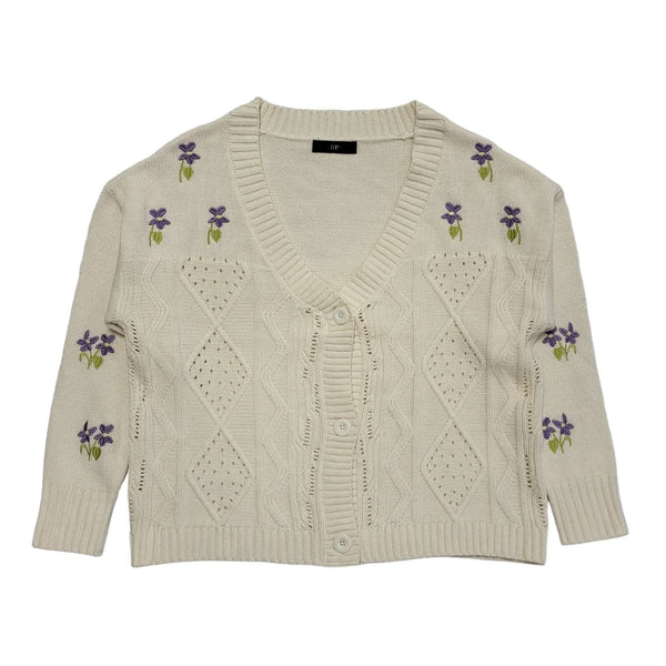 SP Vintage 90's Cream Button Front Floral Cardigan Womens UK Size 16