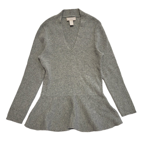 Banana Replublic V-Neck Peplum Grey Jumper Women's UK Size M DD595