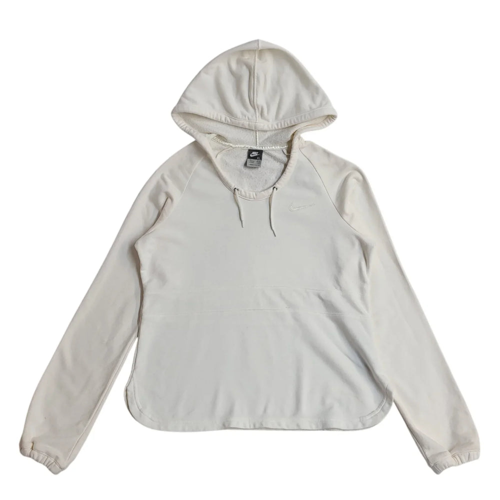 Nike Sports Hoodie Off White Pullover Drawstring Women's UK Size XL EE744