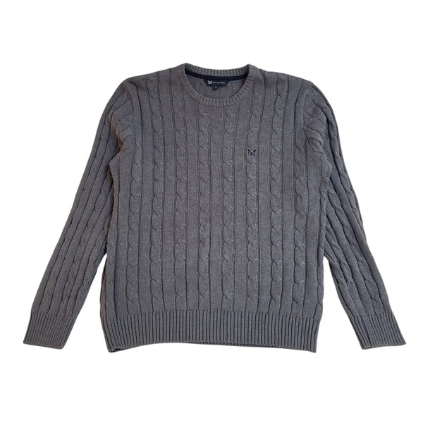 Crew Clothing Jumper  Grey Cable Knit Long Sleeve Men's UK Size L L941