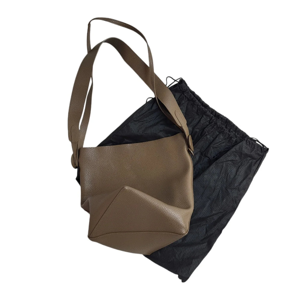 Vintage Brown Leather Top Handle Shoulder Bag Women's Size 11" x 12"