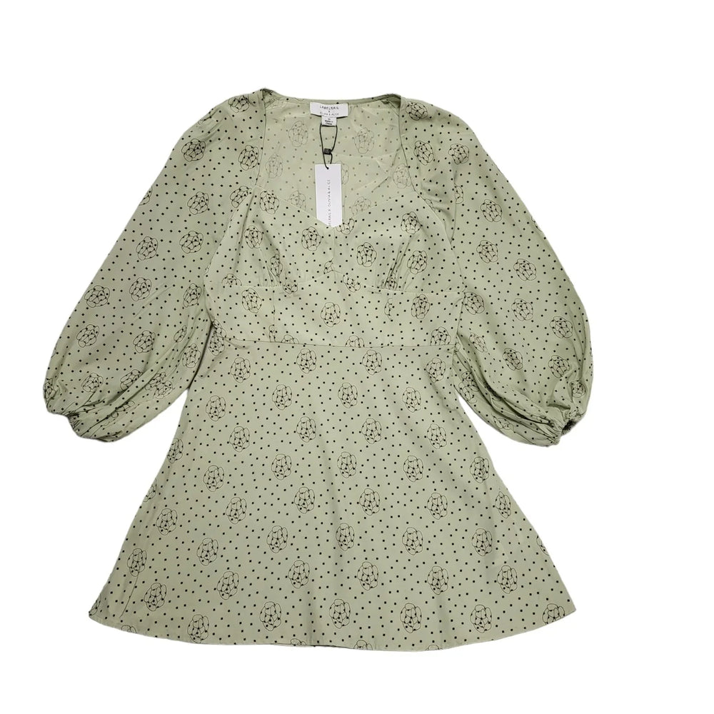 Label Rail Olivia Alice Beige Patterned Long Sleeve Dress Uk Women 10 Bnwt K894