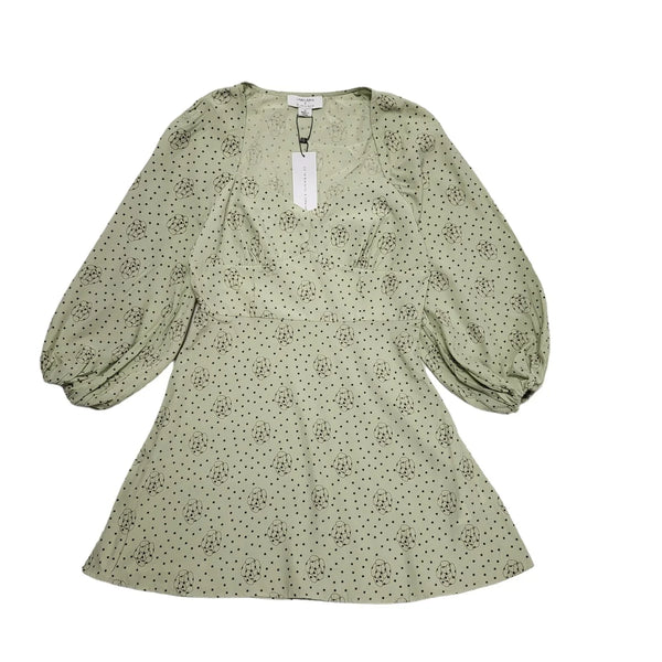 Label Rail Olivia Alice Beige Patterned Long Sleeve Dress Uk Women 10 Bnwt K894